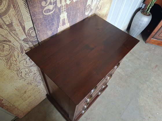 Commode en teck, armoire d'apothicaire, classeur, dimensions 60x40cm et 80cm de hauteur. – Metal, Wood (photo 5 of 6)