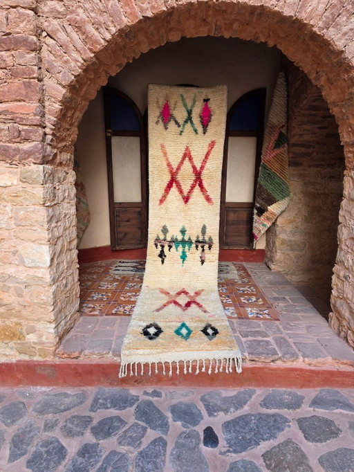 Cream Boujaad runner rug 310 x 74 cm