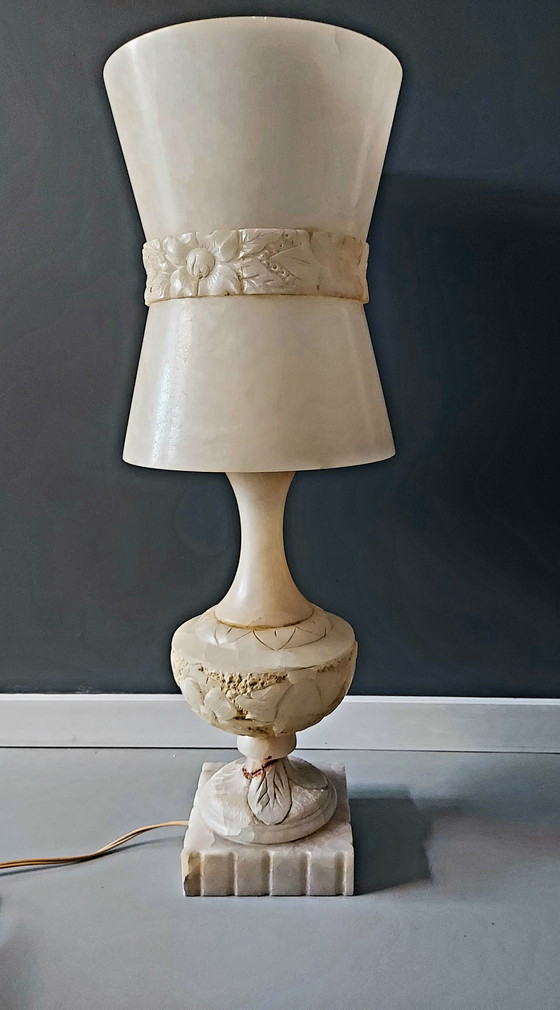 Image 1 of Alabaster Natural Stone Table Lamp Large Model