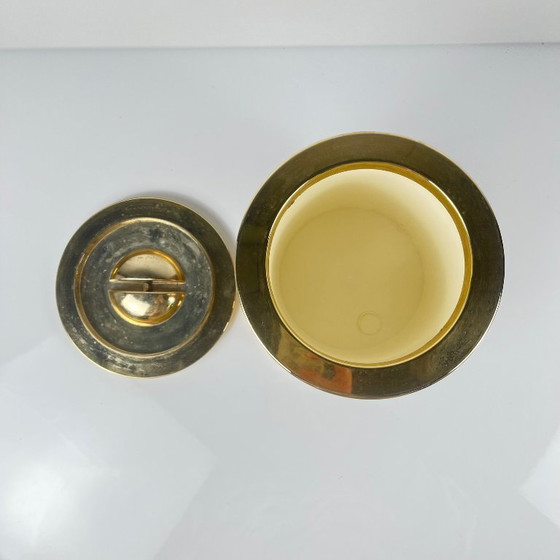 Image 1 of Seau à glaçons vintage en plastique effet loupe – couvercle doré, 1970