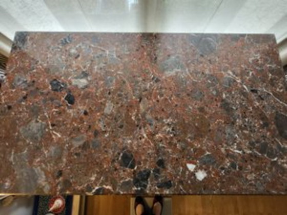 Image 1 of Louis XVI style tall cabinet in wood and French marble slab