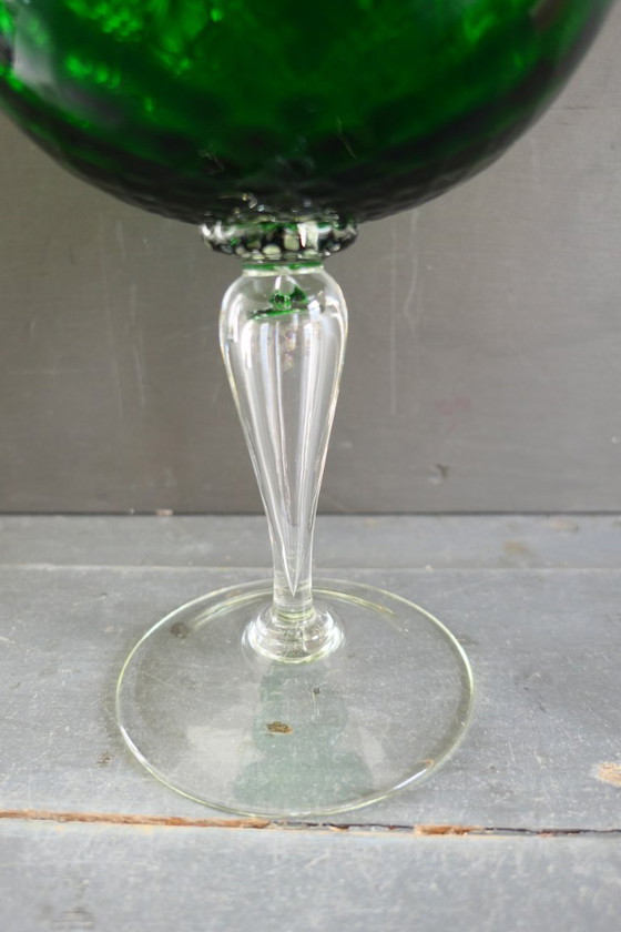 Vintage Empoli Optically Blown Glass Vase Green (photo 4 of 7)