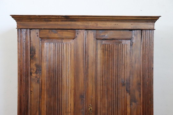 Image 1 of Antique solid poplar wood small wardrobe, Italy late 19th century