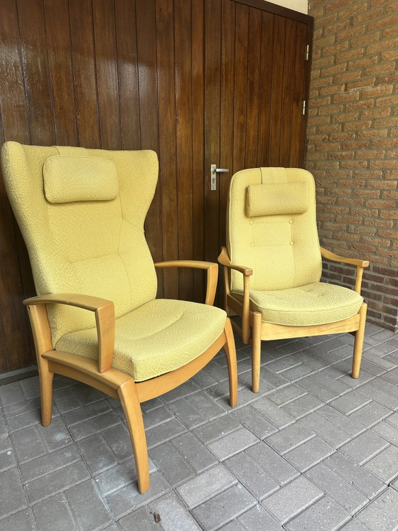 2 verschillende Farstrup Møbler stoelen met quality inspection in 1998 – Verstelbare relaxstoel, Wood (photo 2 of 13)