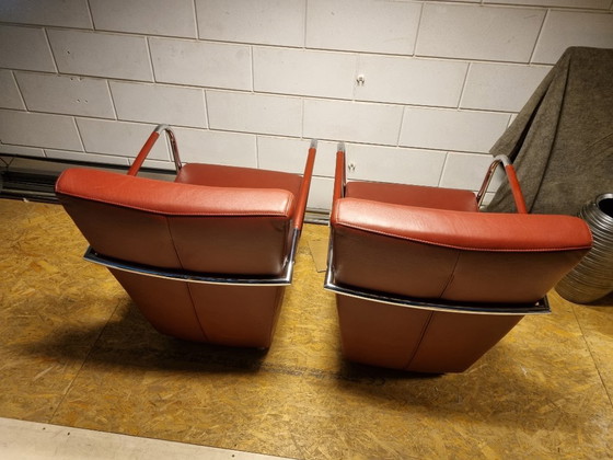 Image 1 of 2x Designer-Sessel Leder/Chrom