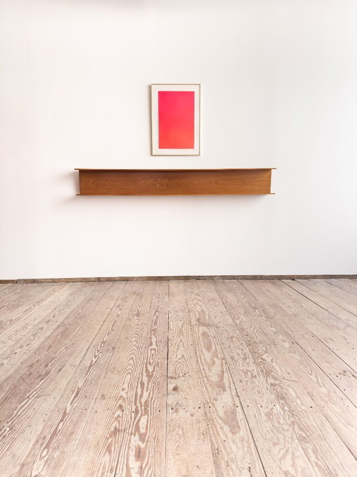 Wandplank van teakhout, 200 cm, van Walter Wirz voor Wilhelm Renz