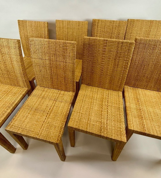 Image 1 of Jean-Michel Frank — Conjunto de ocho sillas de ratán reedición de Écart International.