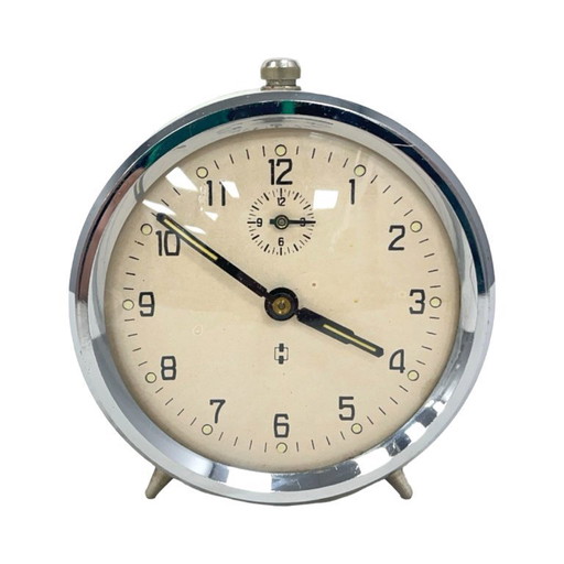 Vintage Haller mechanischer Wecker, Deutschland, 1960er Jahre, cremefarben, funktionsfähig