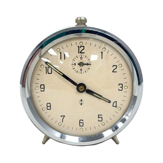 Image 1 of Vintage mechanische wekker van Haller, Duitsland, jaren 60, crèmekleurig, werkend.