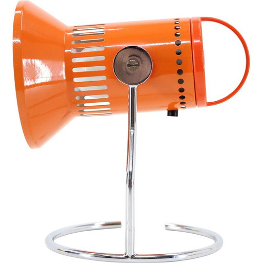 Lámpara de mesa vintage ajustable de color naranja, Checoslovaquia, década de 1970