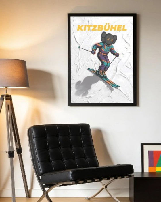 KAWS Kitzbühel Skifahrer Kunstdruck, Kunstdrucke, Papier, Mehrfarbig, Modern (Foto 4 von 5)