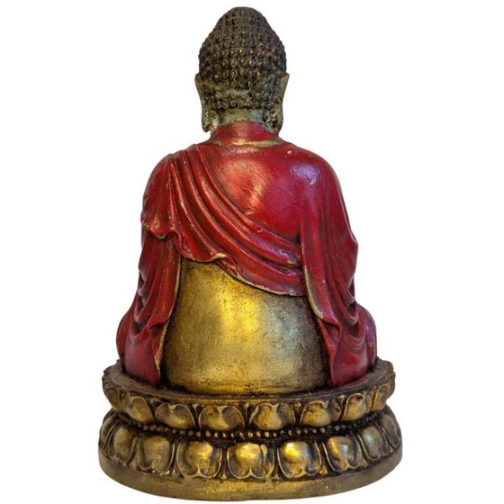 Antieke Chinees-Tibetaans Bronzen Boeddha – Abhaya Mudra – 124 – Beeldhouwkunst (photo 5 of 11)