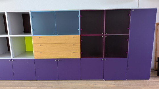 Modulare Aufbewahrungsschrank in mehreren Farben, Kunststoff, Holz, Blau, Modern (Foto 6 von 12)