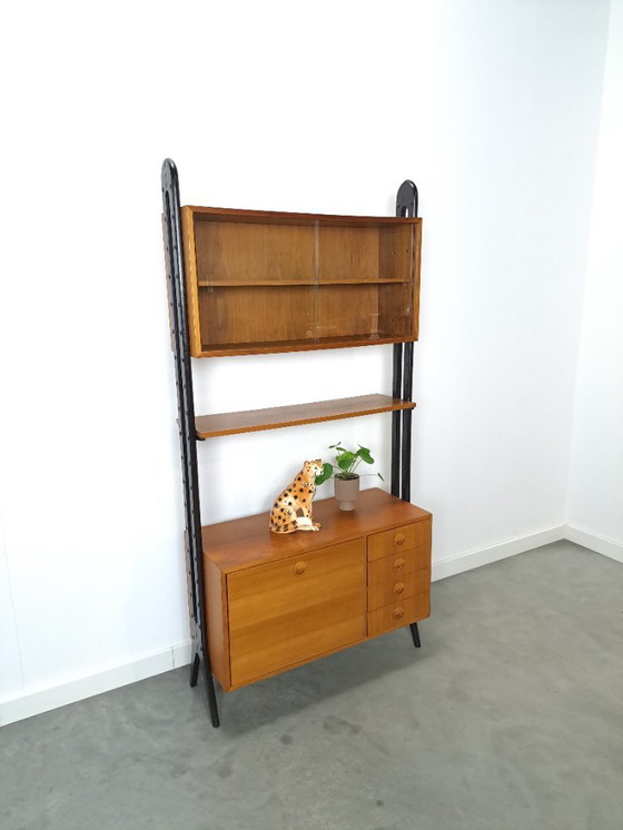 Image 1 of Teak Musterring design kast met zwarte poten