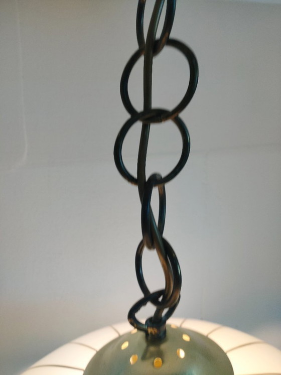 Image 1 of Vintage 'Hollywood Regency/Fazzoletto Style' glass pendant lamp