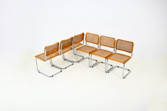 Chaises de salle à manger Style B32 par Marcel Breuer, Lot de 6 – Rattan, Wood (photo 2 of 10)