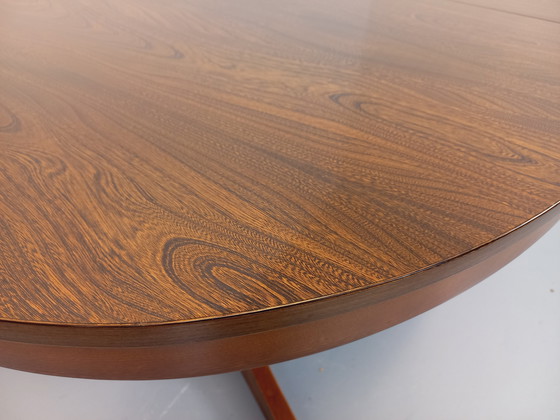 Image 1 of 60s-70s vintage Baumann elm wood oval dining table with extensions