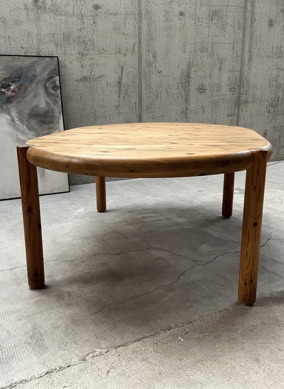 Image 1 of RAINER DAUMILLER FOR HIRTSHALS SAVVAERK DINING TABLE ROUND OVAL SOLID PINE WOOD 129cm - 189cm DENMARK 1970s