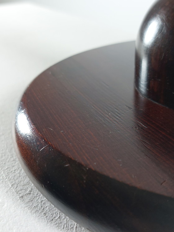 Image 1 of Vintage postmodern wooden table lamp with pleated shade