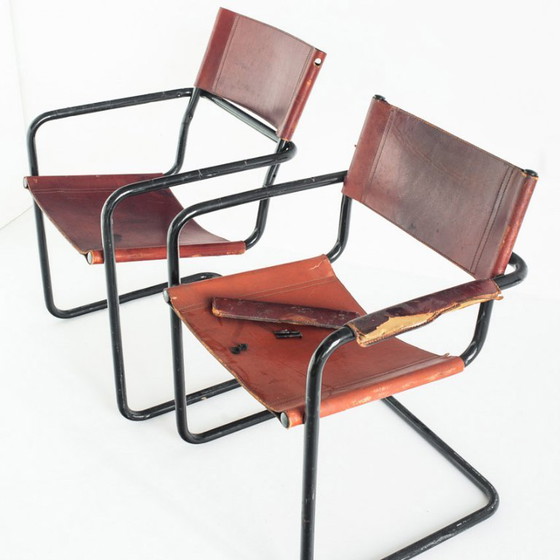 Silla voladiza modelo MG5 en edición de piel de Matteo Grassi. Italia, años 90. – Sillas de comedor, Iron (photo 14 of 15)