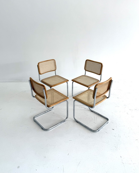 Set van 4 vintage Cesca eetkamerstoelen, Italië ‘80 – Chrome, Wood (photo 13 of 13)