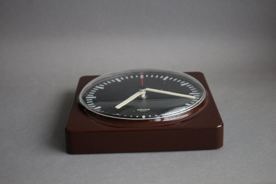 Image 1 of Krups clock no. 18732 kitchen clock wall clock brown square vintage Space Age 60s/70s