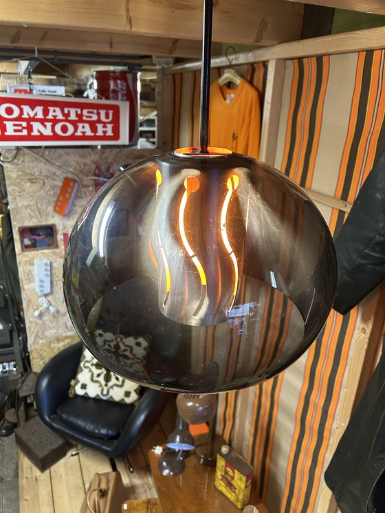 Image 1 of Lampada a sospensione vintage anni '70, stile spaziale, grigio-arancio