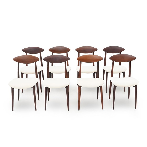 Image 1 of 8 chaises en teck et velours par Amma, 1960s
