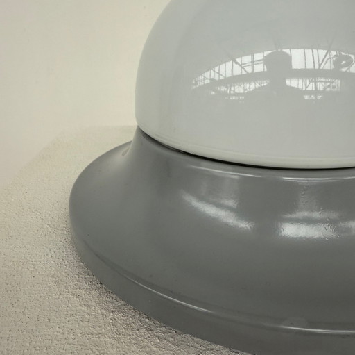 Ceiling/wall lamp round gray metal 60s/70s