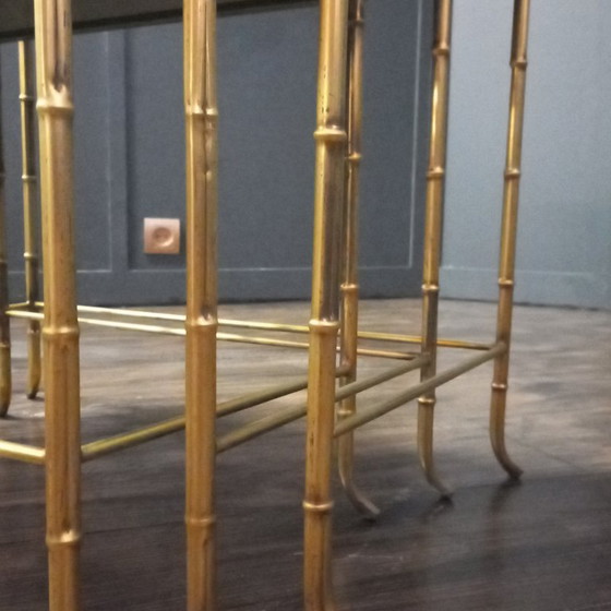 Mini set, Side tables, Bamboo look, Mid-Century by Maison Baguès – Glass (photo 9 of 10)