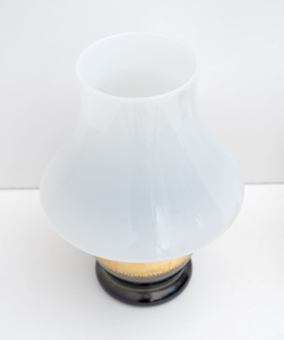 Image 1 of Paire de lampes de table champignon en verre de Murano italien, style moderne du milieu du siècle, années 1970