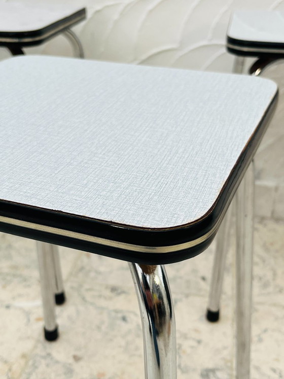 Image 1 of Set di 4 sgabelli vintage in Formica grigio cromato