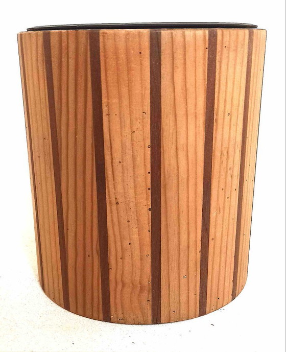 Image 1 of Scandinavische houten ijsemmer of flessenkoeler Hoogte 22,5 cm