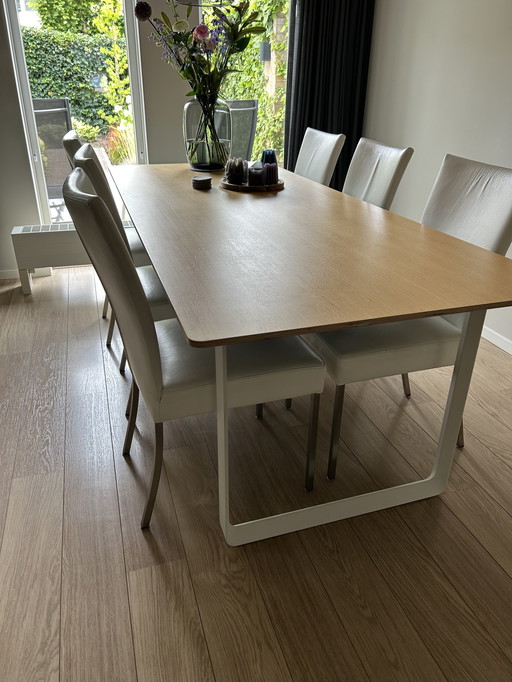 Table de salle à manger Muuto 70/70 chêne clair base blanche