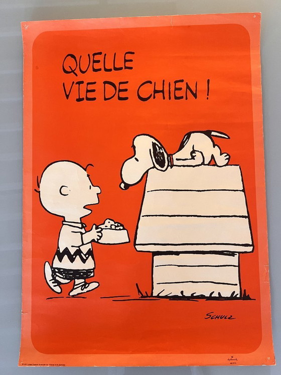 Image 1 of Vintage Snoopy 'It's a Dog's Life'-poster, naar een ontwerp van Charles Schulz, Frankrijk, 1971.
