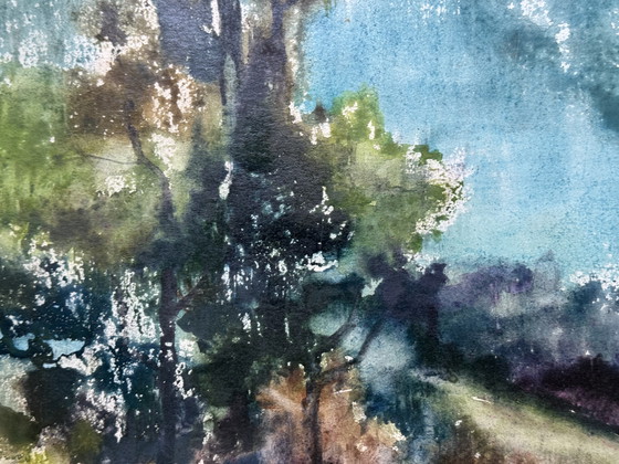 Image 1 of Eugène Eechaut (1928-2019) Aquarelle Paysage, 1985