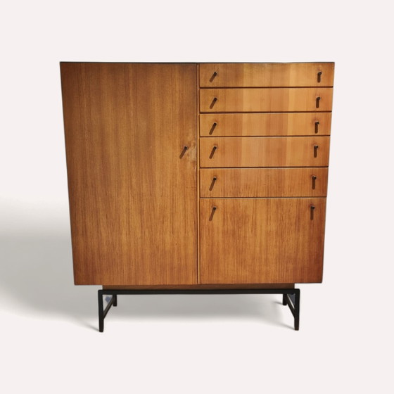 Image 1 of VSJ-125 Couchtisch aus Teakholz und schwarzem Metall, Kurt Gunther und Horst Brechtmann für Fristho, 1960er Jahre