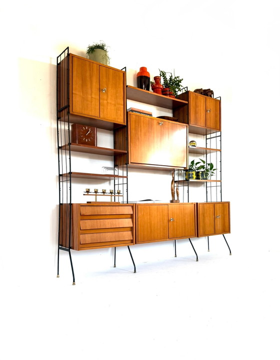 Sistema a parete modulare vintage autoportante, Köch Möbel ‘60 – Armadi a muro, Legno, Metallo (photo 2 of 15)