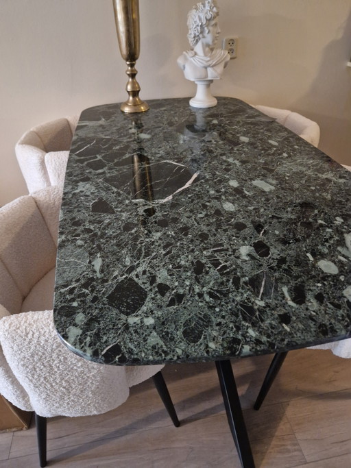 Italian Verde Alpi marble dining table