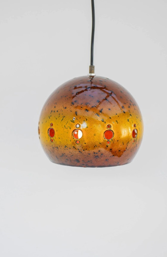 Image 1 of Suspension vintage émaillée attribuée à Hustadt Leuchten, années 1970