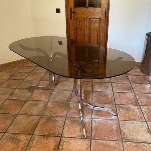 Table Roche Bobois et ses 6 chaises. 1970. 180x90.