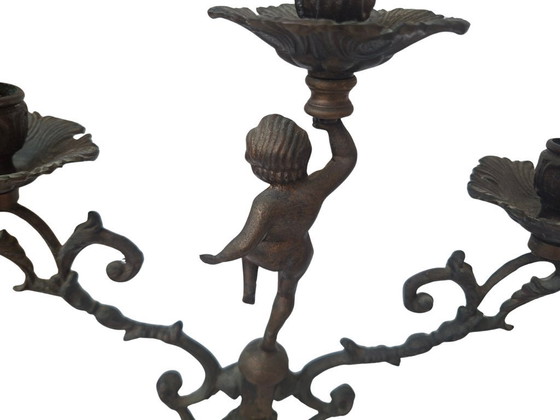Image 1 of Paar antike Kandelaber aus massiver Bronze – Ende des 19. Jahrhunderts – Stil Ludwigs XV.