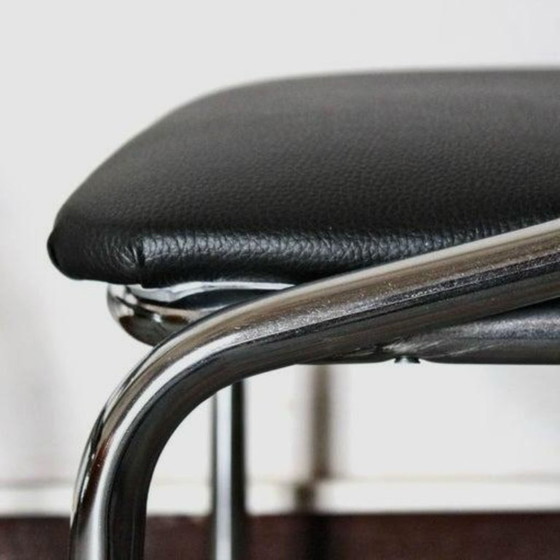 Image 1 of Set di 4 sedie da pranzo vintage cromate, in acciaio cromato e similpelle, Italia, 1970