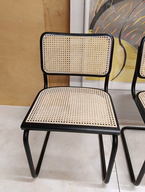 Image 1 of ALIVARMVSEVM 104. SET of 2 CESCA B32 Chairs (NEW) in Black Frame Limited Edition 