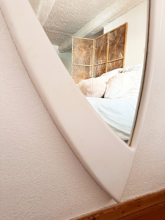 Image 1 of Very large, deconstructed Space Age wall mirror in lacquered wood. France, 1970s