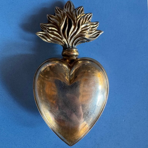 Image 1 of 19th-century French Ex-Voto Heart - Silver & Gilt - "Reconnaissance" - Lourdes - ca. 1850-.