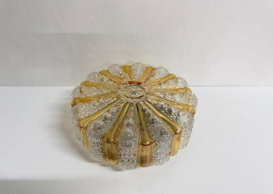 Image 1 of Stunning clear ceiling lamp with gold glass, circa mid-century
