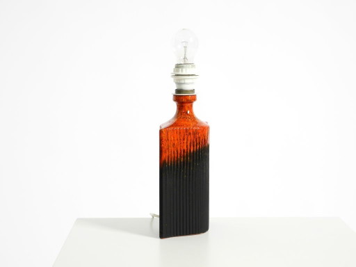 Unique 1960s ceramic table lamp in red and black by Kaiser Leuchten