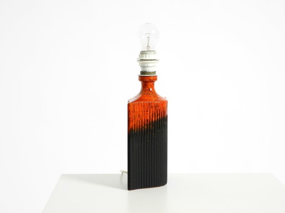 Image 1 of Unique 1960s ceramic table lamp in red and black by Kaiser Leuchten