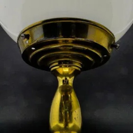 Postmodern Pending Lamp, Poland, 1970s, Lighting, Glass, Metal, Gold (photo 2 of 9)